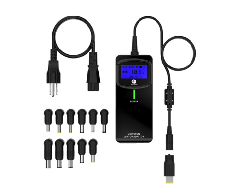Універсальне АЗП 90W, корпус - пласт, ручне регулювання, 8 роз'ємів,LCD - дисплей, BOX