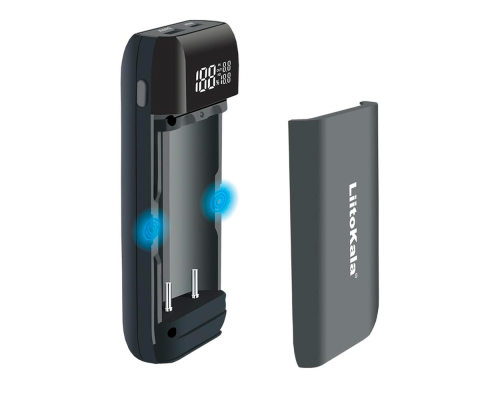 ЗУ LiitoKala Lii-MP2, функція Powerbank, USB/Type-C, LED display, підтримує Li-ion, 3.7V/1.2V AA/AAA 18650/18700/20700/21700