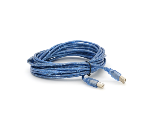 Кабель USB 2.0 RITAR AM/BM, 10m, 1 ферит, прозорий синій Кабель USB 2.0 RITAR AM/BM, 10m, 1 ферит, прозорий синій
