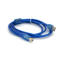 Кабель USB 2.0 RITAR AM/BM, 1.8m, 1 ферит, прозорий синій Q250