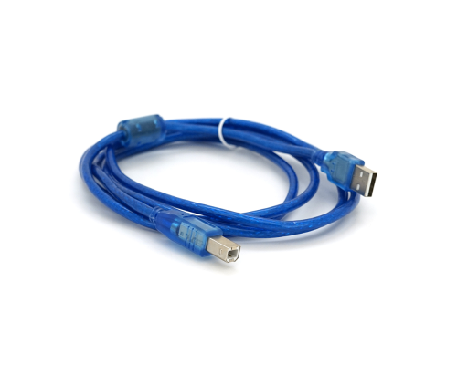 Кабель USB 2.0 RITAR AM/BM, 1.8m, 1 ферит, прозорий синій Q250