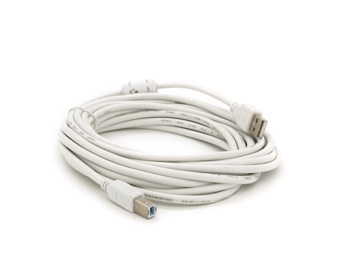 Кабель USB 2.0 AM/BM, 5.0m, 1 ферит, білий