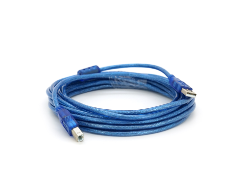 Кабель USB 2.0 RITAR AM / BM, 5.0m, 1 ферит, прозорий синій