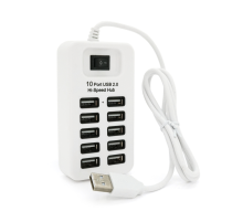 Хаб USB 2.0 10 портів, 480Mbts High Speed, Passive, Blister