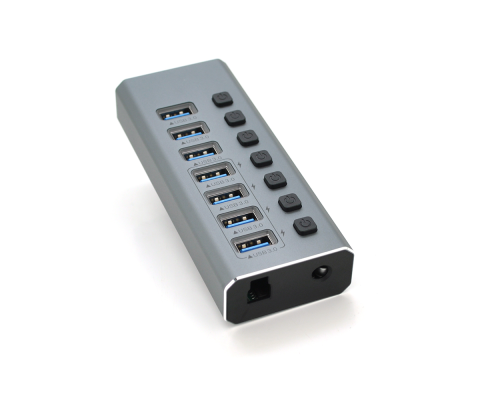 Хаб USB 3.0, 4 порти USB 3.0 + 3 порти QC3.0, з перемикачами на кожен порт, DC12V2A, Black, BOX Хаб USB 3.0, 4 порти USB 3.0 + 3 порти QC3.0, з перемикачами на кожен порт, DC12V2A, Black, BOX