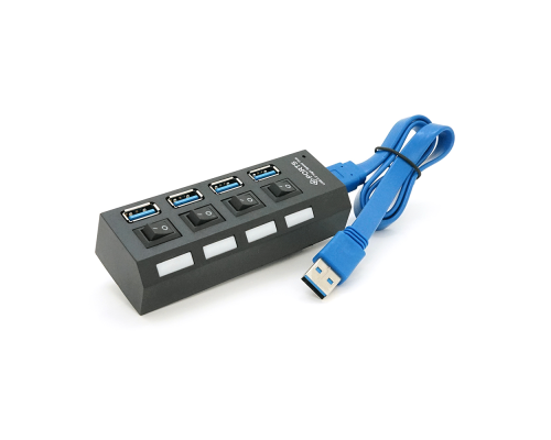Хаб USB 3.0, 4 порти, з перемикачами, підтримка до 1TB, Пакет Хаб USB 3.0, 4 порти, з перемикачами, підтримка до 1TB, Пакет