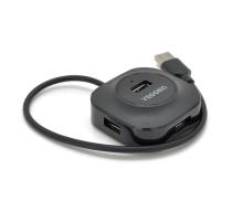 Хаб VEGGIEG V-U2405 USB 2.0 4 порти, 480Mbts, живлення від USB, Black, 0,3m, Box