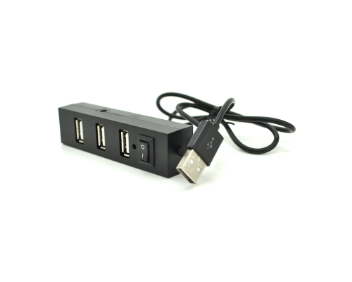 Хаб YT-HUB4-B USB 2.0 4 порти, Black, 480Mbts живлення від USB, Blister Q200