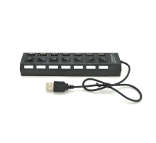 Хаб USB 2.0 7 портів з перемикачами на кожен порт, Black, 480Mbts High Speed, живлення від USB, Blister Q100 Хаб USB 2.0 7 портів з перемикачами на кожен порт, Black, 480Mbts High Speed, живлення від USB, Blister Q100