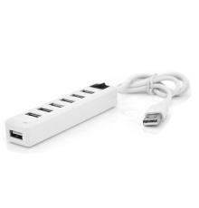 Хаб USB 2.0 7 портів, White, 480Mbts живлення від USB, з вимикачем, Blister Q100