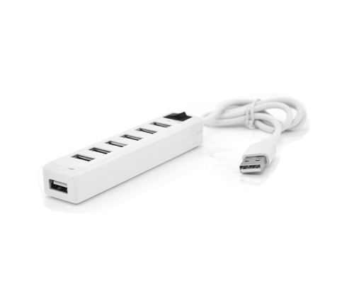 Хаб USB 2.0 7 портів, White, 480Mbts живлення від USB, з вимикачем, Blister Q100