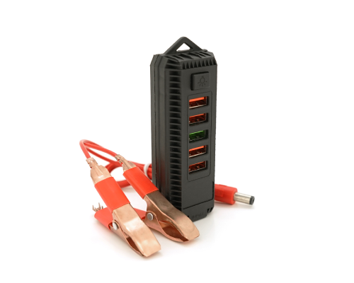 Портативний HUB із крокодилами на 4*USB2.0+USB3.0, живлення 12В, Black, Box Портативний HUB із крокодилами на 4*USB2.0+USB3.0, живлення 12В, Black, Box