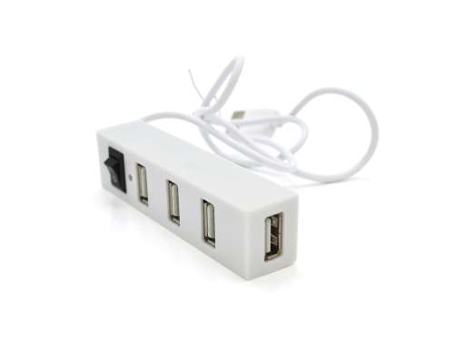 Хаб YT-HUB4-W USB 2.0 4 порти, White, 480Mbts живлення від USB, Blister Q200