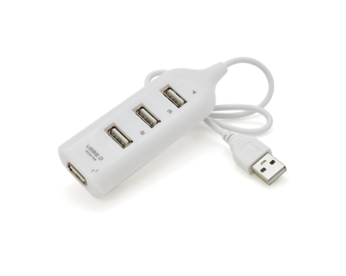 Хаб USB 2.0 4 порти, White, 480Mbts живлення від USB, Blister Q200
