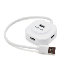 Хаб VEGGIEG V-U3403 USB 3.0 4 порти, 480Mbts, живлення від USB, White, 0,3m, Box