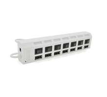 Хаб USB 2.0 7 портов с переключателями на каждый порт, White, 480Mbts High Speed, питание от USB, Blister Q100