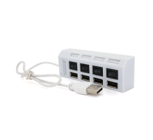 Хаб USB 2.0 4 порти з перемикачами на кожен порт, White, 480Mbts High Speed, підтримка до 0,5ТВ, живлення від USB, Blister Q100
