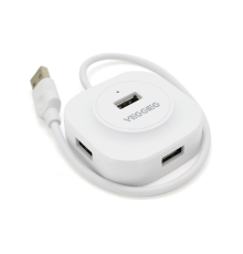 Хаб VEGGIEG V-U2407 USB 2.0 4 порта, 480Mbts, живлення від USB, White, 0,3m, Box