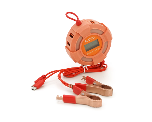 Портативний HUB із крокодилами на 8*USB2.0+LCD, живлення 12В, Red, Box