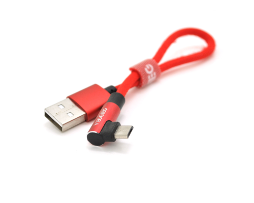 Кабель VEGGIEG UA-20R, Micro-USB, 2.4A, Black, Red, довжина 0,2 м, BOX