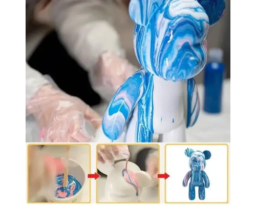 УЦЕНКА! Флюидный медвежонок fluid bear bearbrick, 23 см, с красками BLUE (Плохая упаковка 2355)