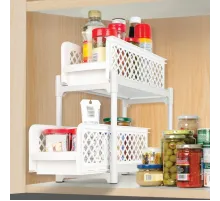 ОЧЕНКА! Органайзер Portable 2 Tier Basket Drawers (Плохе паковання 2863)
