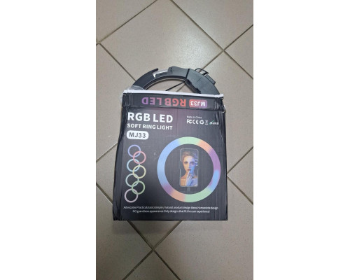 УЦЕНКА! Светодиодная кольцевая LED лампа для селфы, фото и видео RGB MJ33 (33см) (Трещина на корпусе 2937)