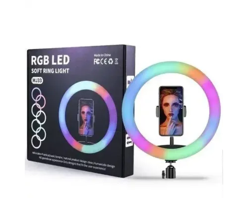 УЦЕНКА! Светодиодная кольцевая LED лампа для селфы, фото и видео RGB MJ33 (33см) (Трещина на корпусе 2937)