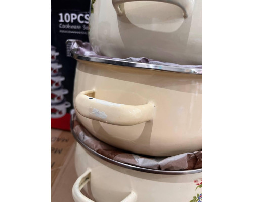 УЦЕНЕННЫЙ ТОВАР! Набор кастрюль Higher Kitchen ZP-321 10 шт (Стерлась эмаль на кастрюле )