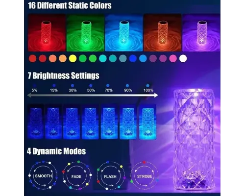 ОЧЕНКА! Настільна акумуляторна лампа з пультом 22 см нічник Троянда RGB Crystal Rose. (Плохе паковання 2867) ОЧЕНКА! Настільна акумуляторна лампа з пультом 22 см нічник Троянда RGB Crystal Rose. (Плохе паковання 2867)