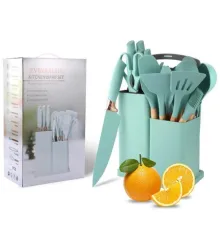 УЦЕНКА! Кухонные принадлежности 19 предметов Kitchen Set Бирюзовый (Плохая упаковка, трещина на корпусе 2665)