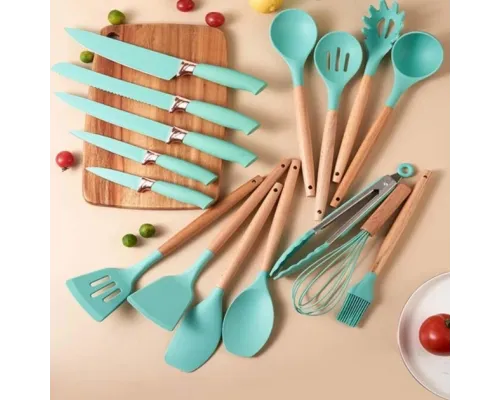 УЦЕНКА! Кухонные принадлежности 19 предметов Kitchen Set Бирюзовый (Плохая упаковка, трещина на корпусе 2665) УЦЕНКА! Кухонные принадлежности 19 предметов Kitchen Set Бирюзовый (Плохая упаковка, трещина на корпусе 2665)