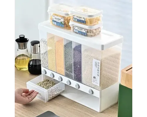 ОЧЕНКА! ОРГАЙЗЕР для сипких продуктів Assorted Grain Rice Bucket Диспенсер (пошкоджена кришка 2666)