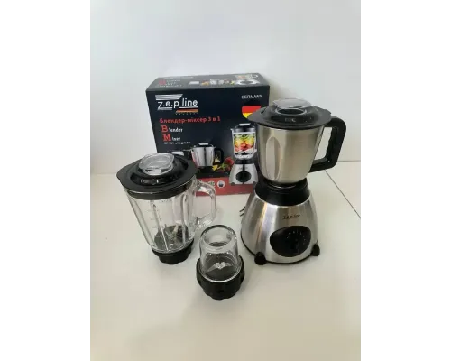 ОЧЕНКА! Блендер з кавомолкою та м'ясорубкою зі скляною чашею 3в1 Zepline ZP-081 (Плохе паковання 2858)