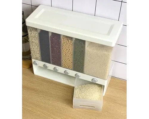 ОЧЕНКА! ОРГАЙЗЕР для сипких продуктів Assorted Grain Rice Bucket Диспенсер (пошкоджена кришка 2666)