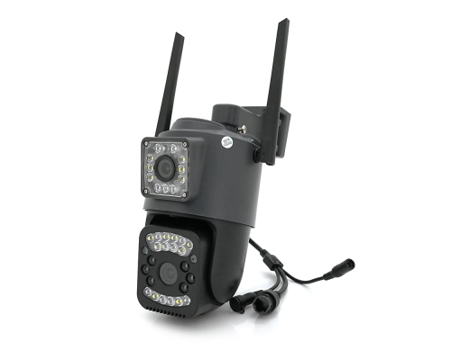 2+2Мп Wi-Fi відеокамера з двома об'єктивами вулична SD/карта YOSO YO-IPC40D4MP50 PTZ 2.8mm V380
