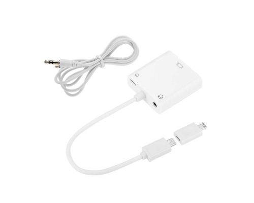 Конвертер MHL microUSB (тато) => VGA(мама) + Audio Jack3.5, 0.1м, White, BOX