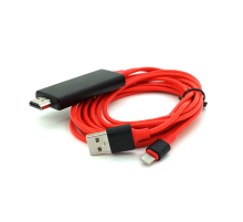 Конвертер MHL Lighting (тато) + USB (тато) => HDMI(тато) 1.8м, Red, 4K/2K, BOX