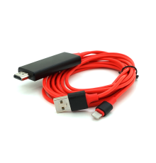 Конвертер MHL Lighting (тато) + USB (тато) => HDMI(тато) 1.8м, Red, 4K/2K, BOX