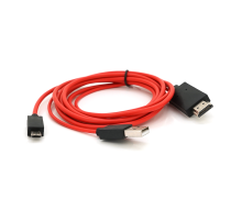 Конвертер MHL microUSB (тато) + USB (тато) => HDMI (тато) 2.0м, Black, 1080p, BOX