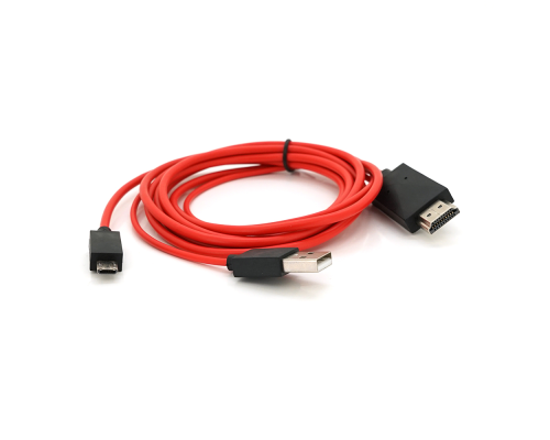 Конвертер MHL microUSB (тато) + USB (тато) => HDMI (тато) 2.0м, Black, 1080p, BOX