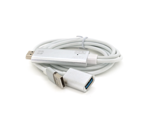 Конвертер MHL USB (мама) + USB (тато) => HDMI(тато) 1.8м, Black, 4K/2K, BOX