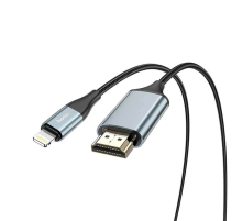 Конвертер Hoco UA15 HDMI (тато)-Lighting (тато) 2м, обплетення, круглий Black/Gray, Box