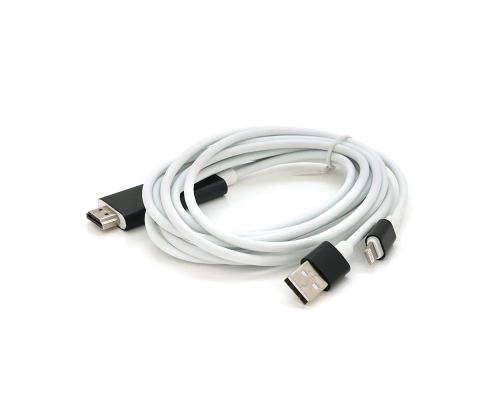 Конвертер MHL Lighting (тато) + USB (тато) => HDMI(тато) 1.8м, White, 4K/2K, BOX