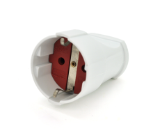 Штепсельне гніздо Євро із заземленням, розбірне, 16А 220V, колір білий/червоний, Q20