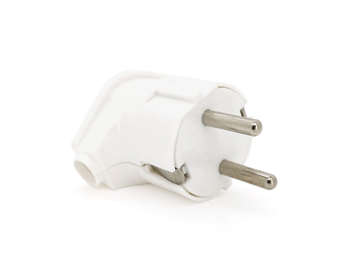 Вилка з заземленням кутова, 16A 250V A105, White, Q24