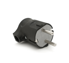 Вилка із заземленням кутова, 16A 250V, A105, Black, Q40