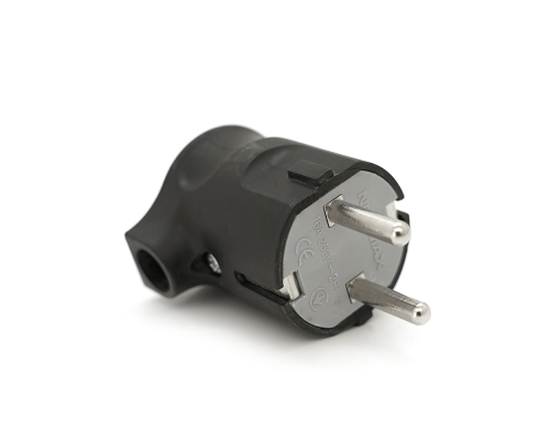 Вилка із заземленням кутова, 16A 250V, A105, Black, Q40