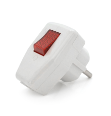 Вилка з вимикачем кутова YT-426A, 16A 250V, A105, White,