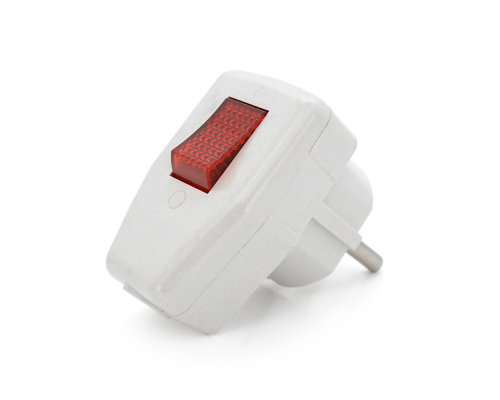 Вилка з вимикачем кутова YT-426A, 16A 250V, A105, White, Вилка з вимикачем кутова YT-426A, 16A 250V, A105, White,